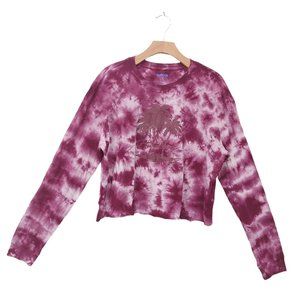 Hurley Womens Top Size Large Long Sleeve Tie-Dye Lightweight Burgundy
